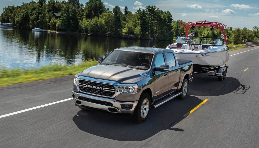 Ram 1500 pulling a boat