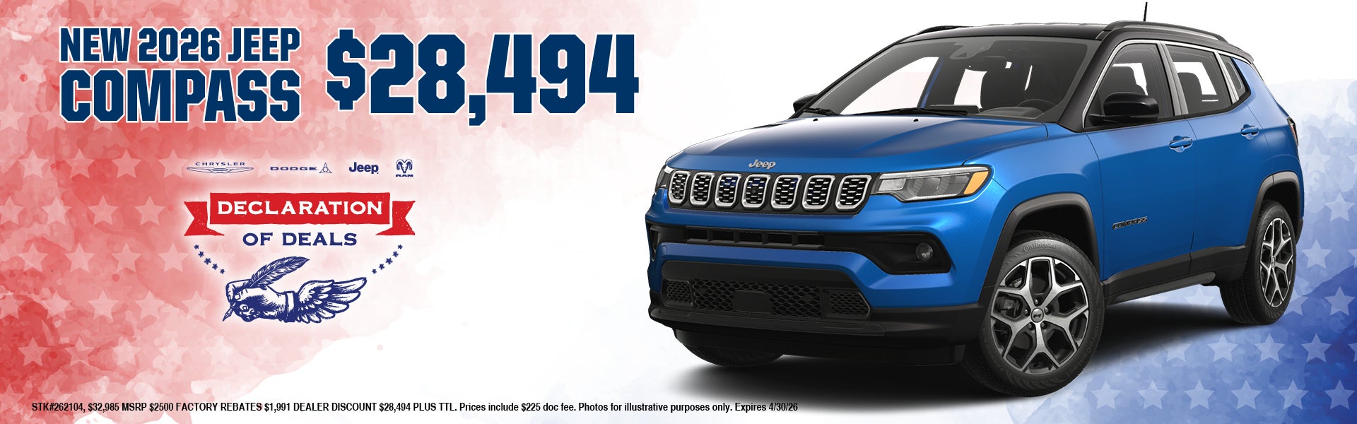 New 2026 JEEP COMPASS $28,494