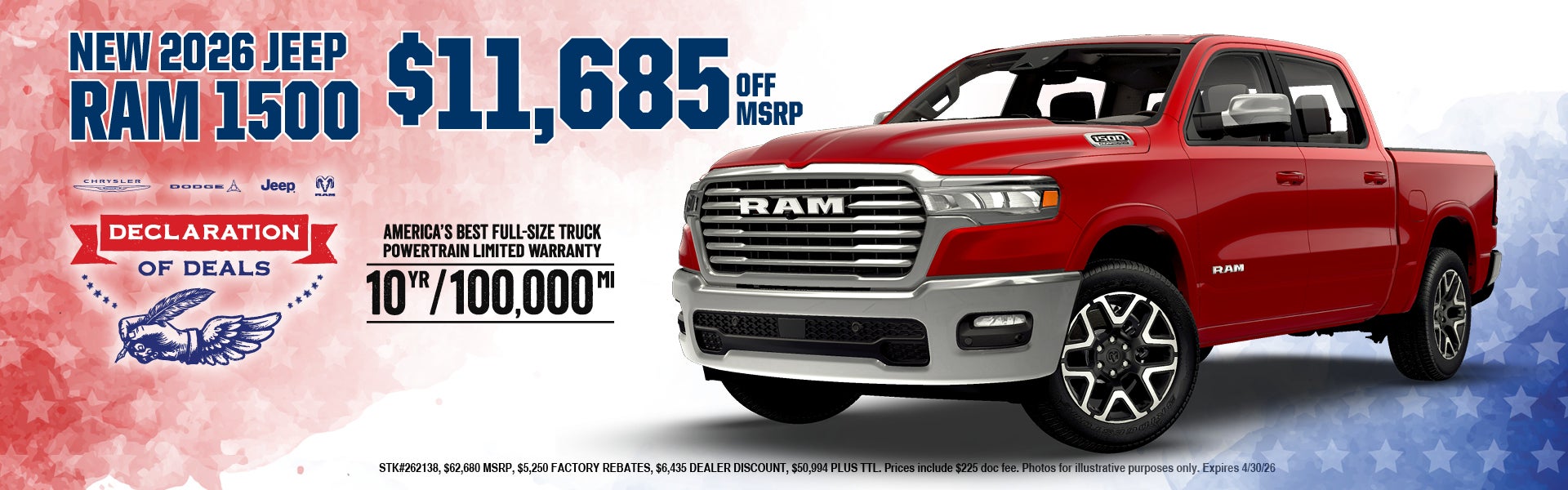 New 2026 RAM 1500 $11,685 off MSRP