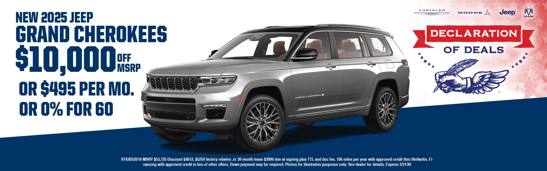 New 2025 Jeep Grand Cherokees $10k off MSRP or $495 per mont