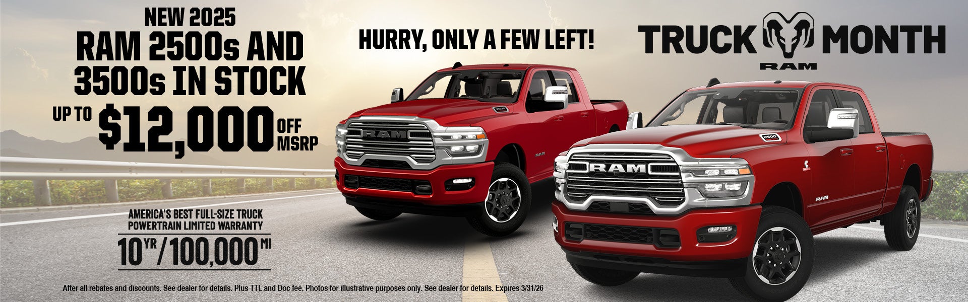 2025 Ram 2500’s and 3500’s up to $12k off and only a few lef