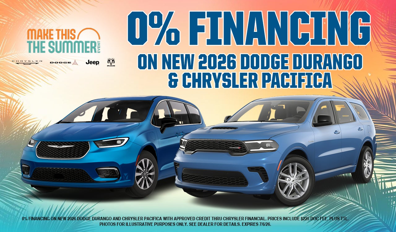 0% financing on New 2026 Dodge Durango and Chrysler Pacifica