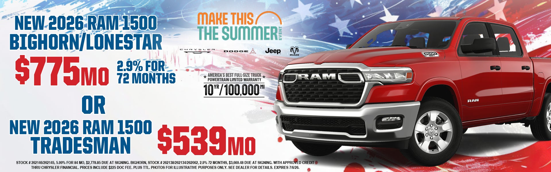New 2026 RAM 1500 TRADESMAN $539/mo or New 2026 RAM 1500 BIG