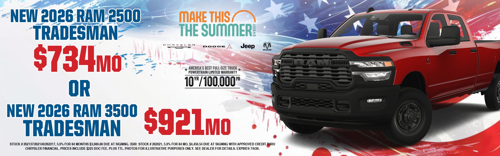 New 2026 RAM 2500 TRADESMAN $734/mo or New 2026 RAM 3500 TRA