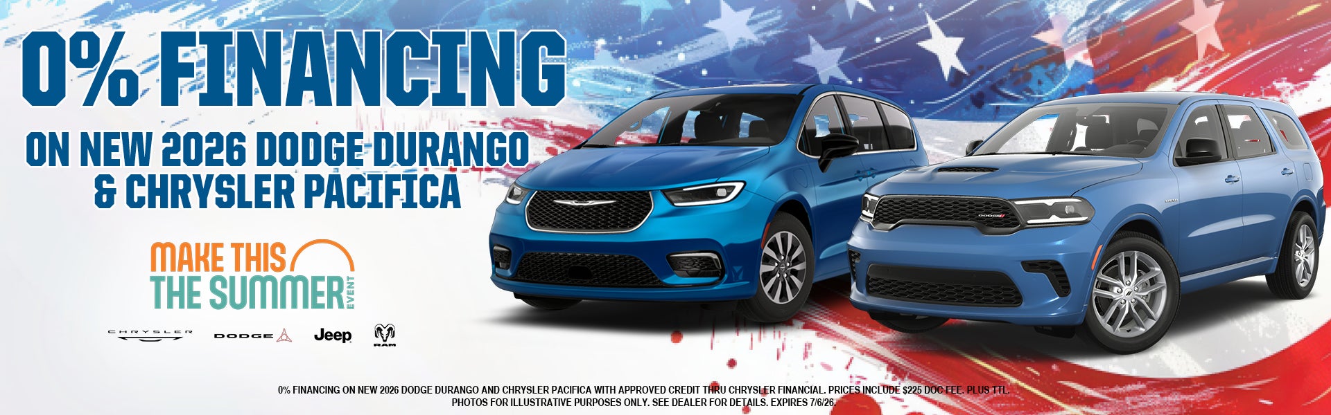 0% financing on New 2026 Dodge Durango and Chrysler Pacifica